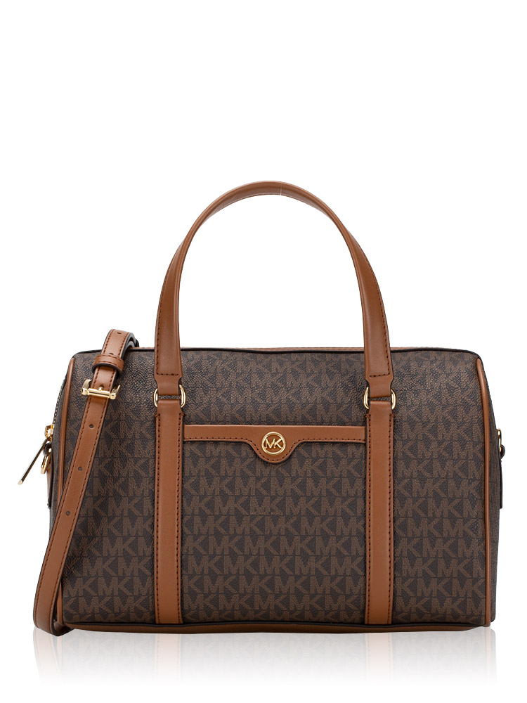 Michael Kors Signature PVC Travel Medium Duffle Satchel Brown