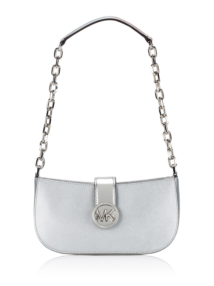 Michael Kors Carmen Small Pouchette Shoulder Bag Silver