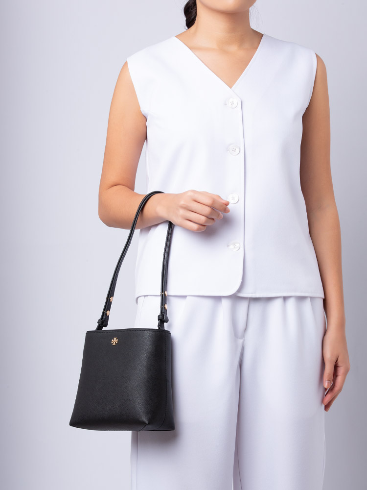Tory Burch Emerson Small Bucket Bag Black