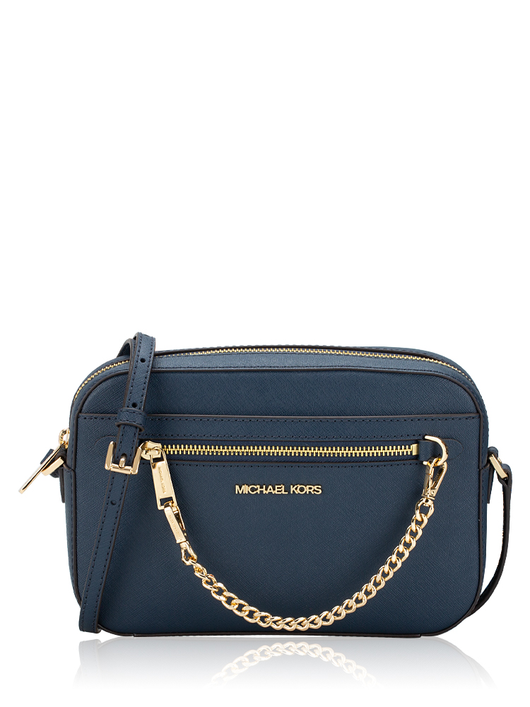 Michael Kors Jet Set Item Large East West Zip Chain Crossbody Navy