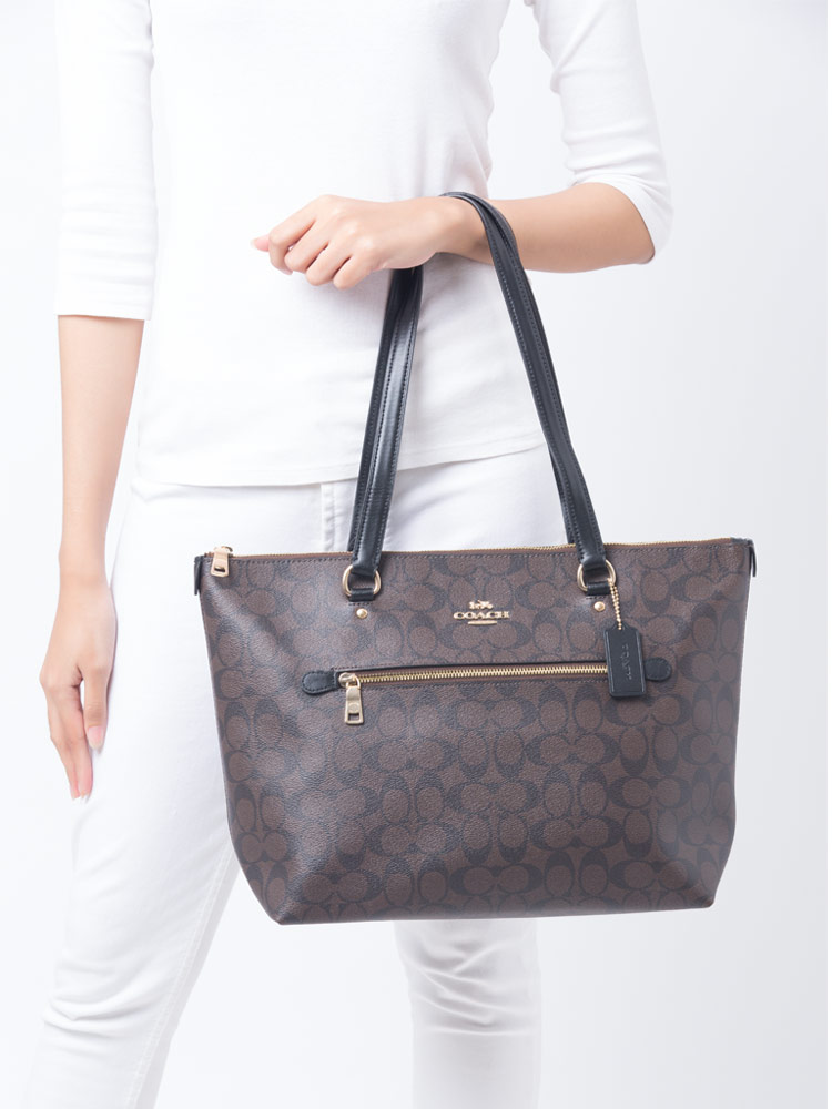 Coach 79609 Signature Gallery Tote Brown Black