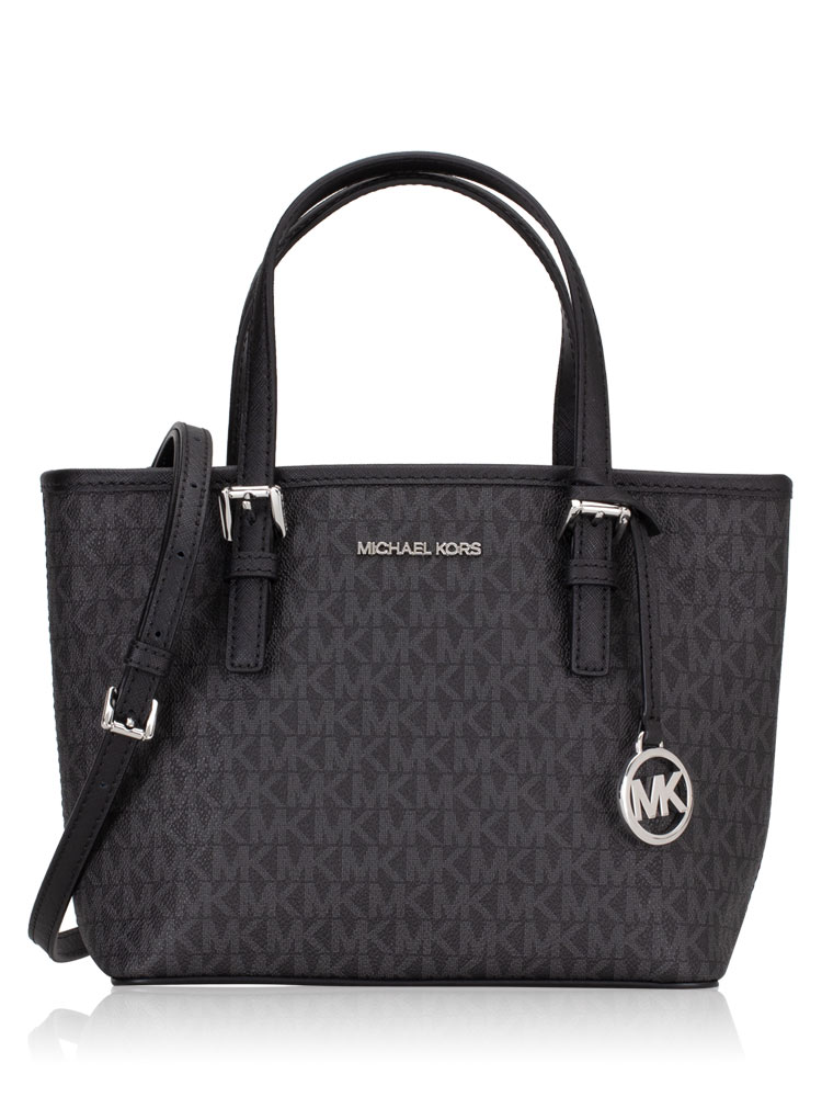 Michael Kors Jet Set Travel Monogram XS Carryall Zip Tote Black
