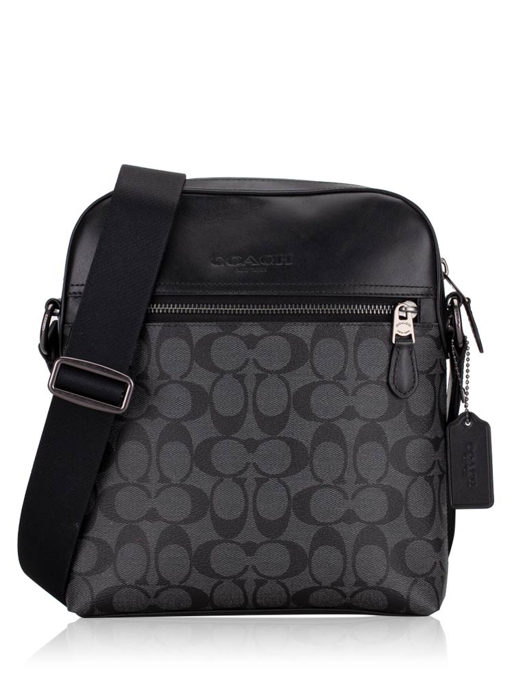 Coach 4010 Men Signature Houston Flight Bag Charcoal Black
