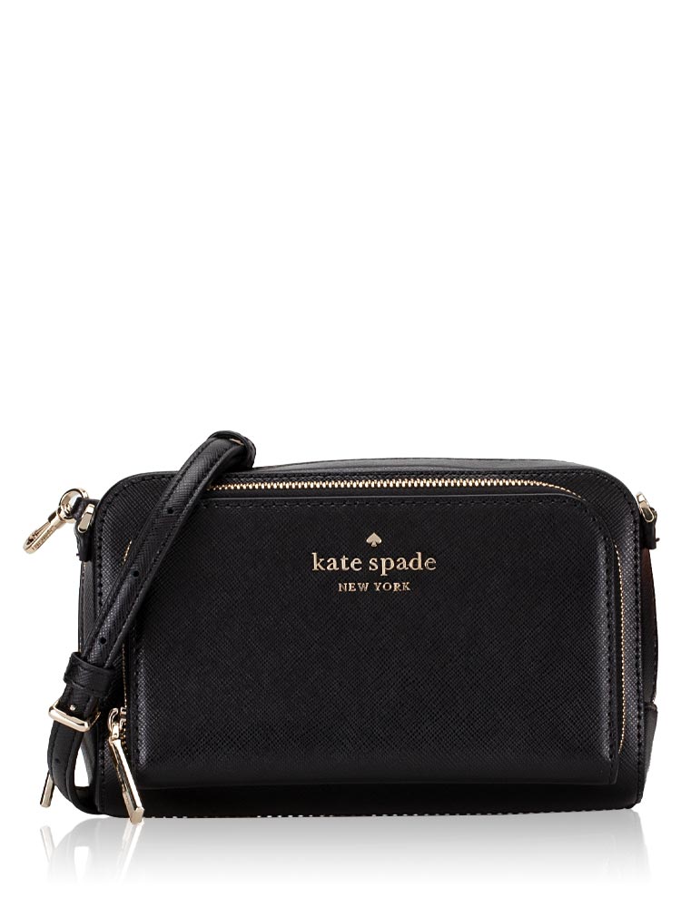 Kate Spade Staci Dual Zip Around pink leather crossbody clutch
