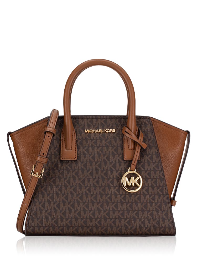 Michael Kors Signature Avril Small Top Zip Satchel Brown