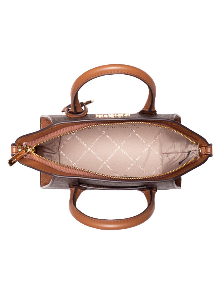 Michael Kors Signature Avril Small Top Zip Satchel Brown