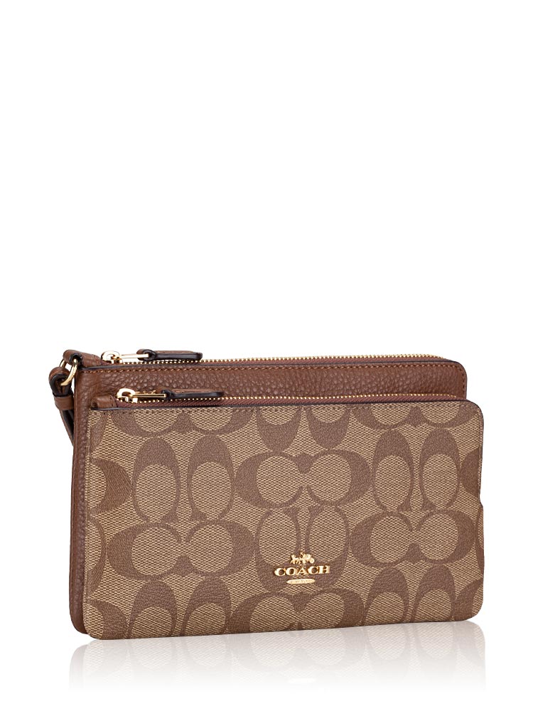 Coach khaki saddle wallet hot sale