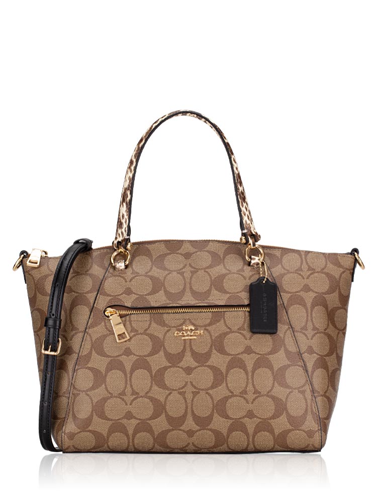 Coach C4293 Signature Exotic Mix Prairie Satchel Khaki Black