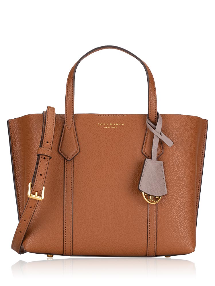 Tory Burch Perry Small Triple Compartment Tote Light Umber Grey