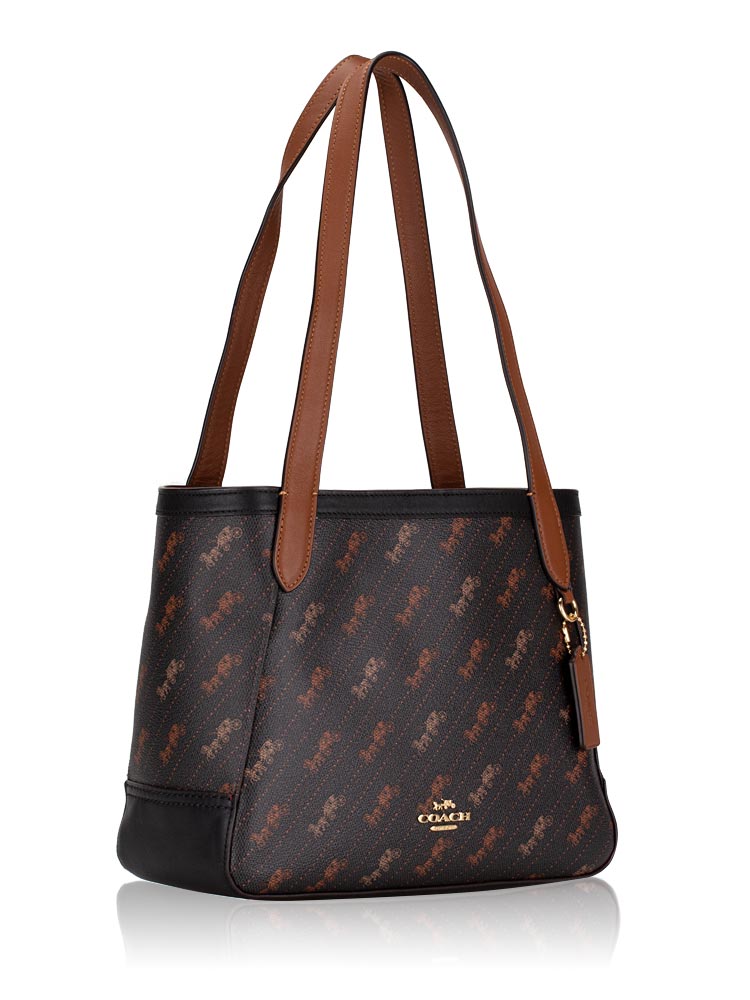 Coach C4060 Diagonal Horse and Carriage Dot Tote 27 Black