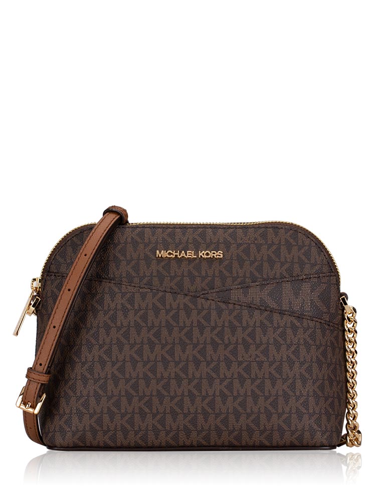 Michael Kors Jet Set Signature Medium Dome Crossbody Brown