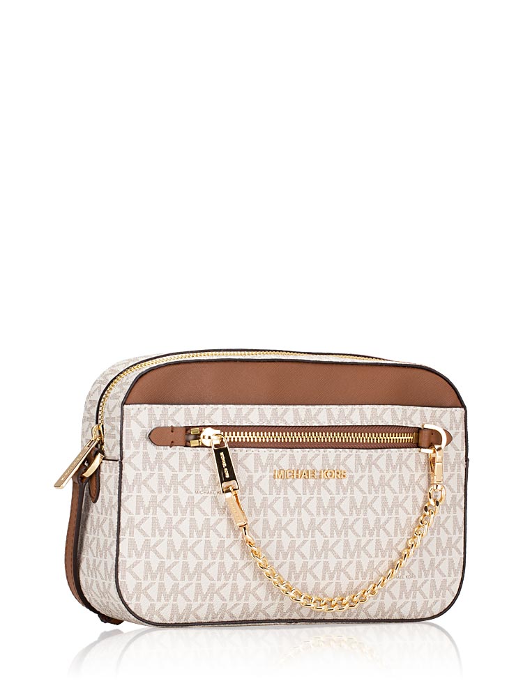 Michael kors jet set signature large east west crossbody vanilla sale