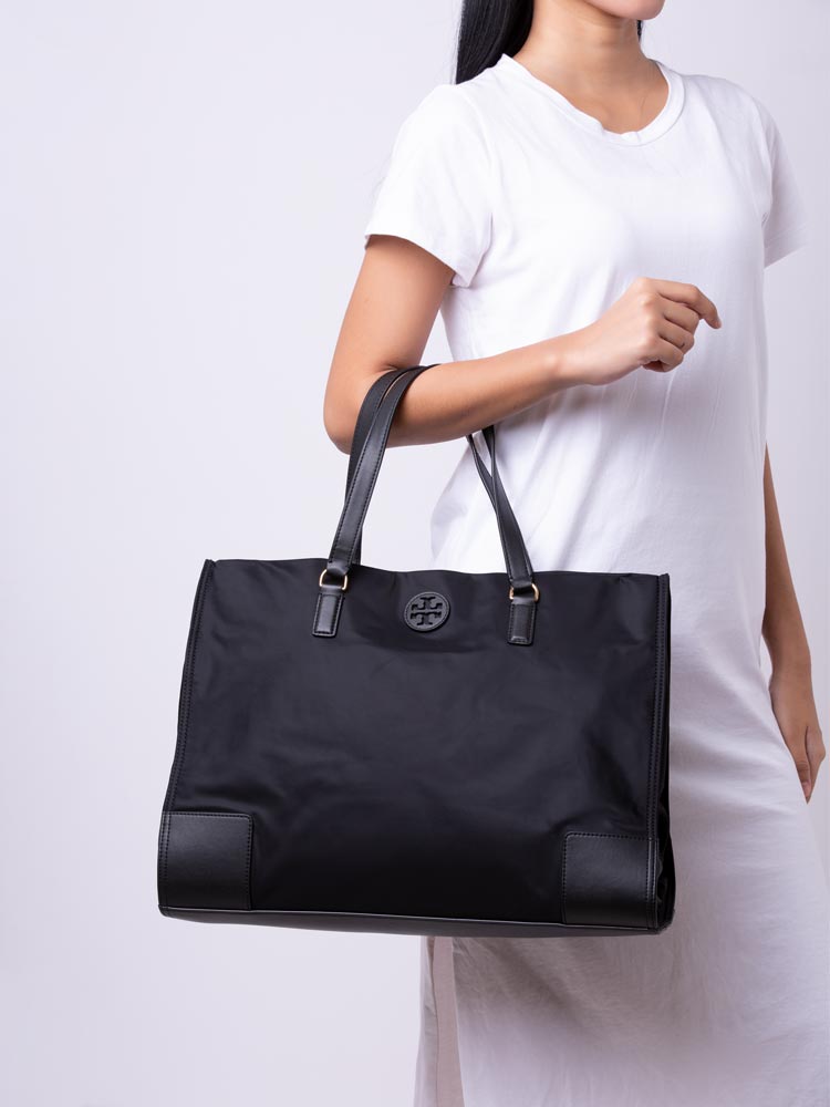 Tory burch ella nylon tote black store