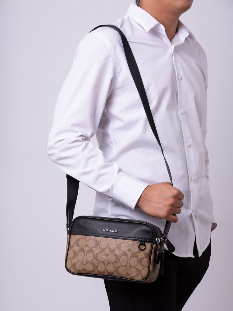 Coach Men C4149 Signature Graham Crossbody Khaki