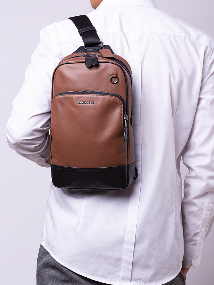 Coach Men C2931 Graham Leather Sling Pack Saddle