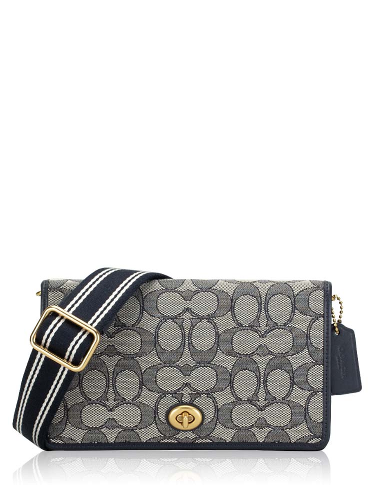 Coach Mini Rowan File Bag in Signature Canvas (Silver/Khaki/Tangerine)