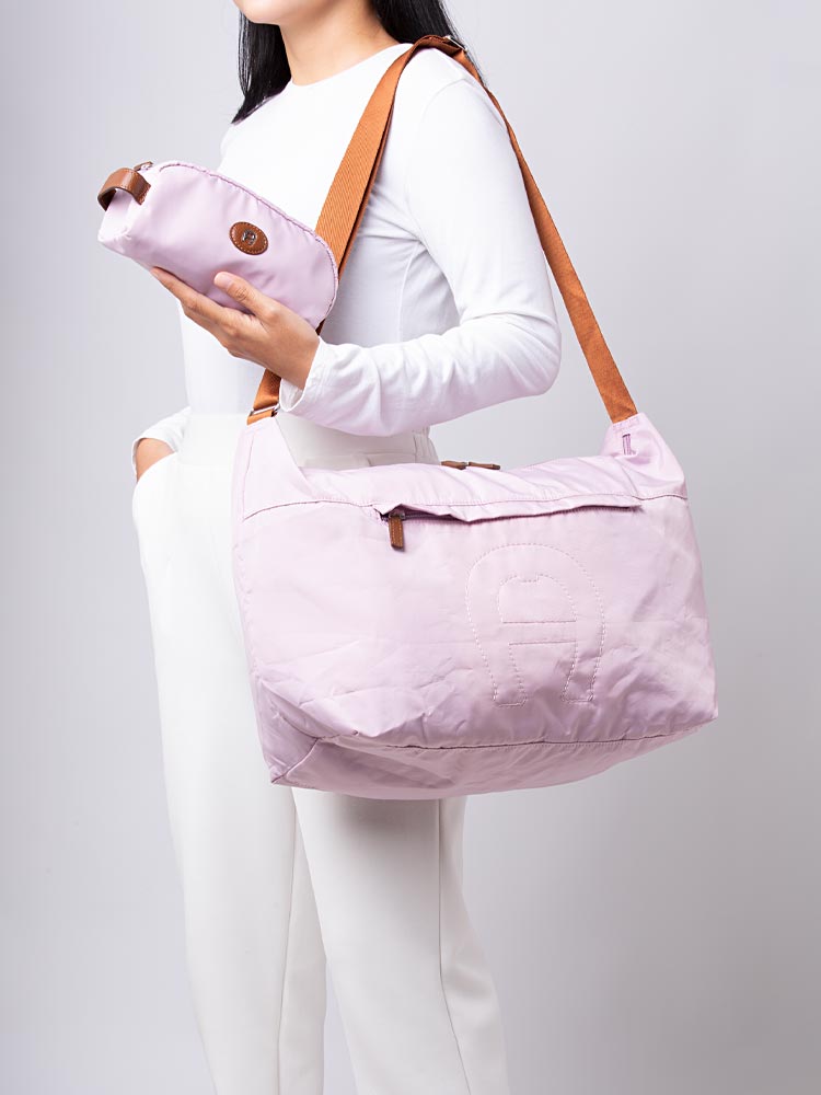 Aigner Nylon Messenger shoulder Bag Lilac