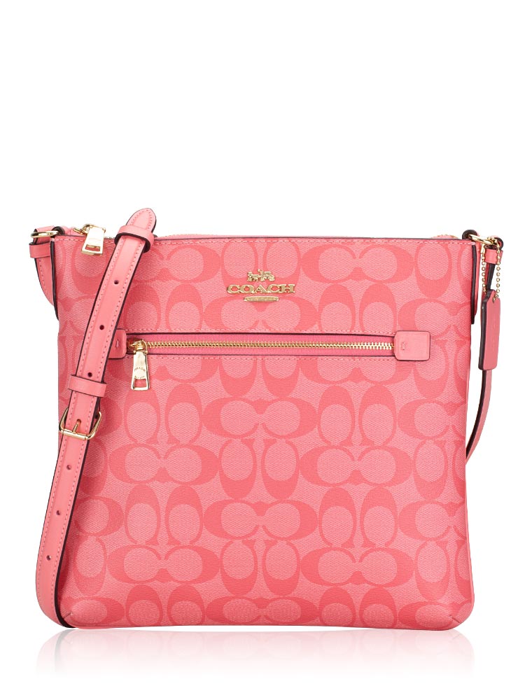 Coach Jes Signature Crossbody Bag Light Khaki/Confetti Pink in Coated  Canvas with Gold-tone - US