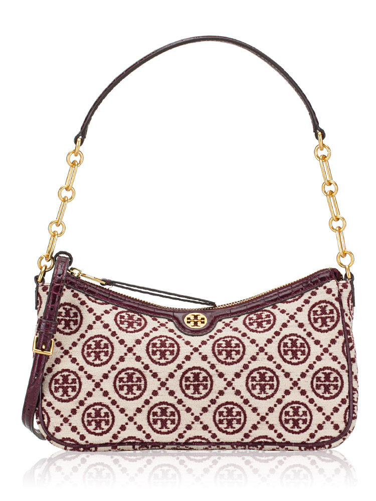 Tory Burch T Monogram Chenille Studio Claret New Cream