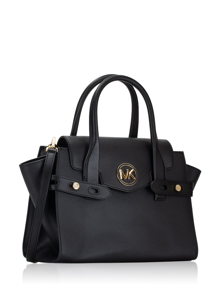 Michael Kors Carmen Medium Flap Belted Satchel Black