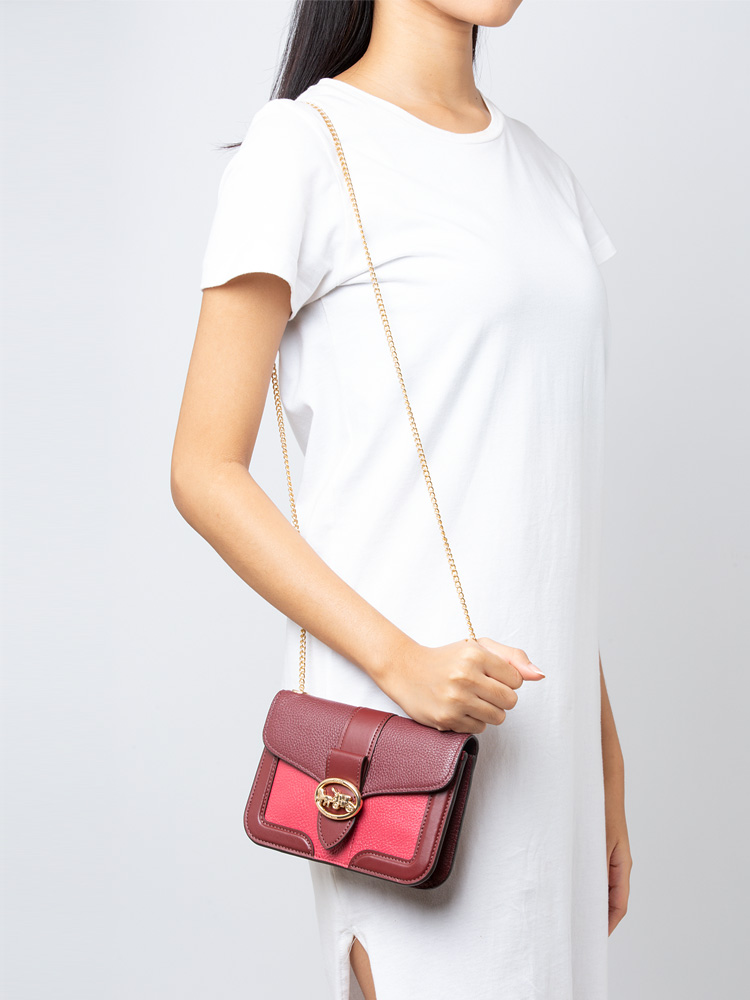 Coach C6440 Georgie Colorblock Crossbody Oxblood Wine Multi