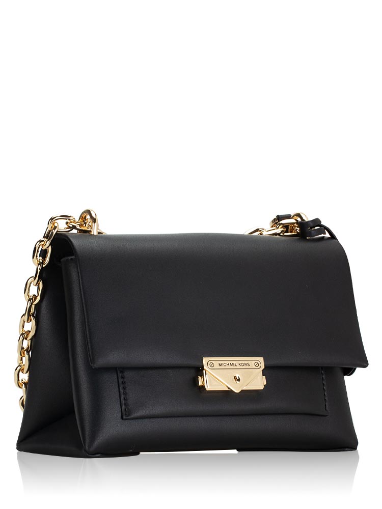 Michael Kors Cece Medium Flap Leather Shoulder Bag Black