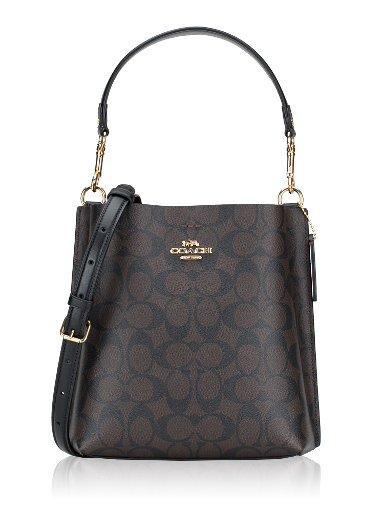 Coach CA582 Signature Mollie 22 Bucket Bag Brown Black