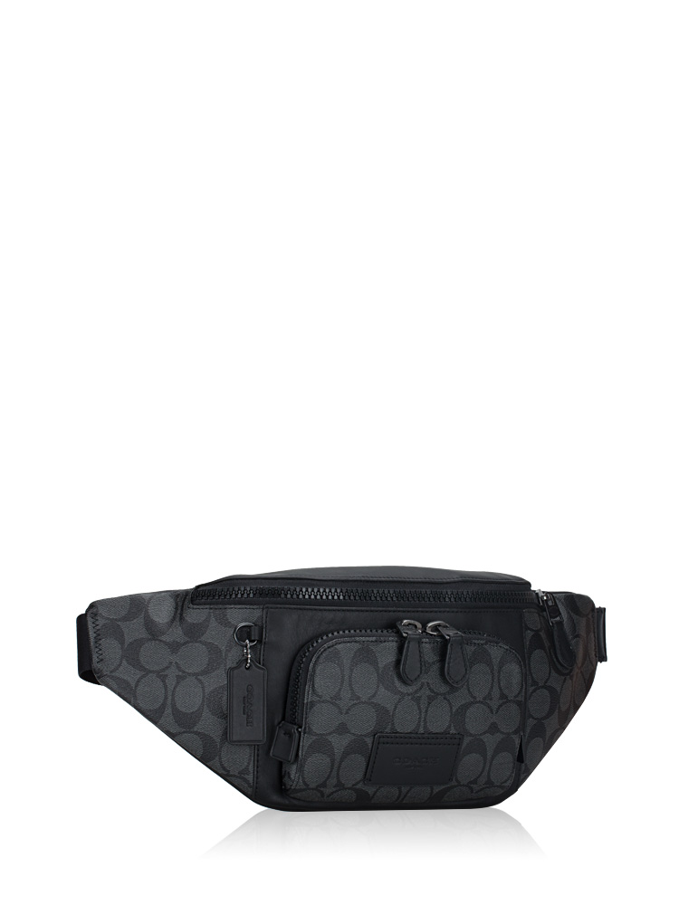 Coach Men C3765 Signature Track Belt Bag Charcoal Black