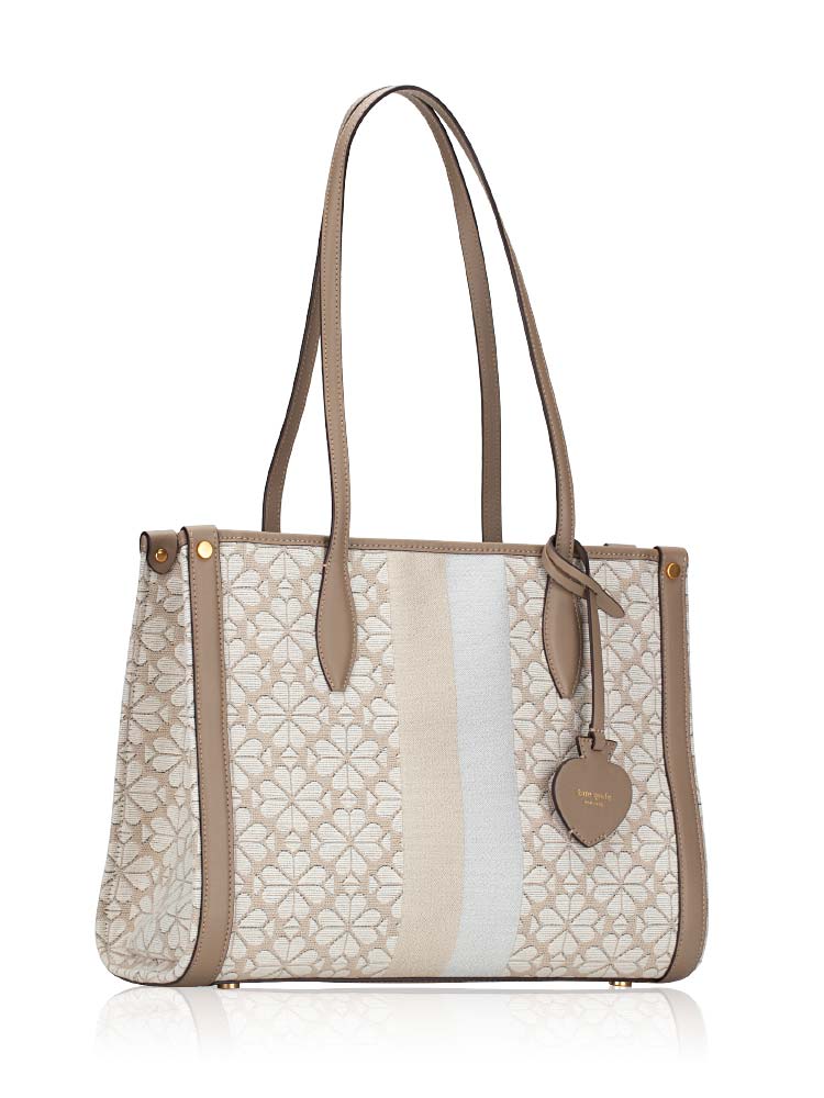 Kate Spade Spade Flower Jacquard Stripe Market Medium Tote Natural