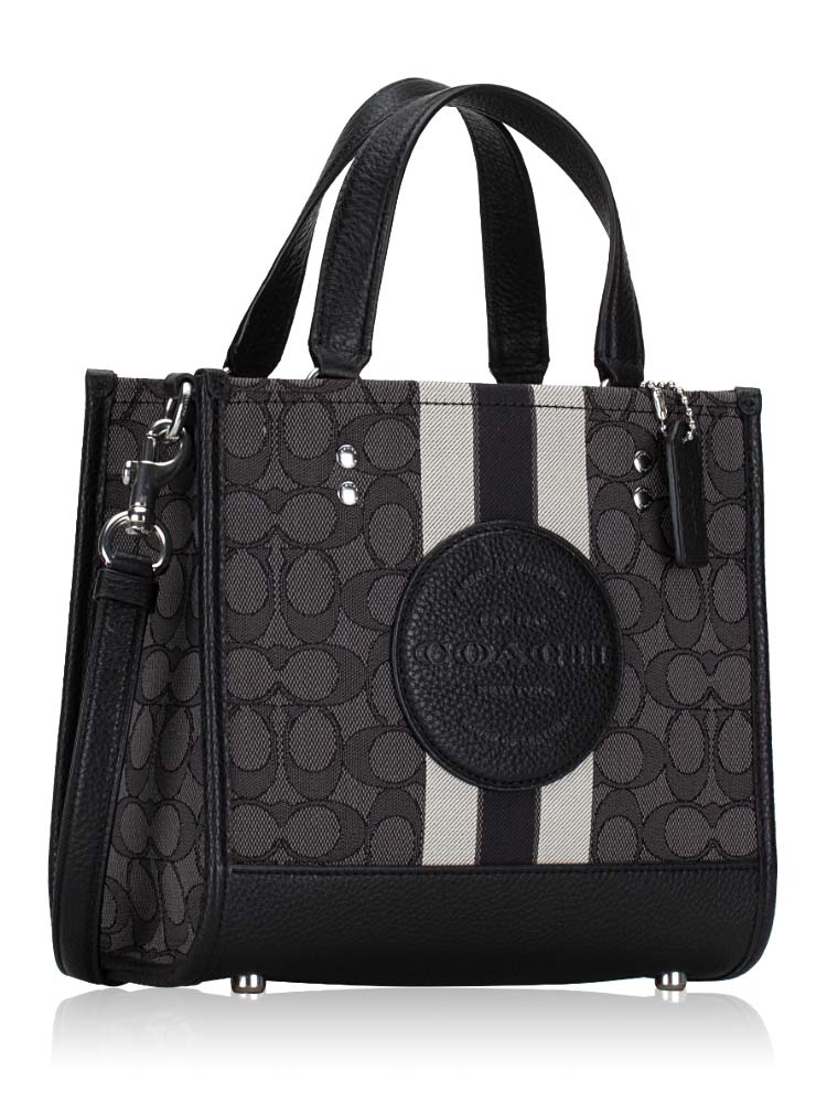 Coach C8417 Signature Jacquard Stripe Dempsey Tote 22 Black Smoke Multi