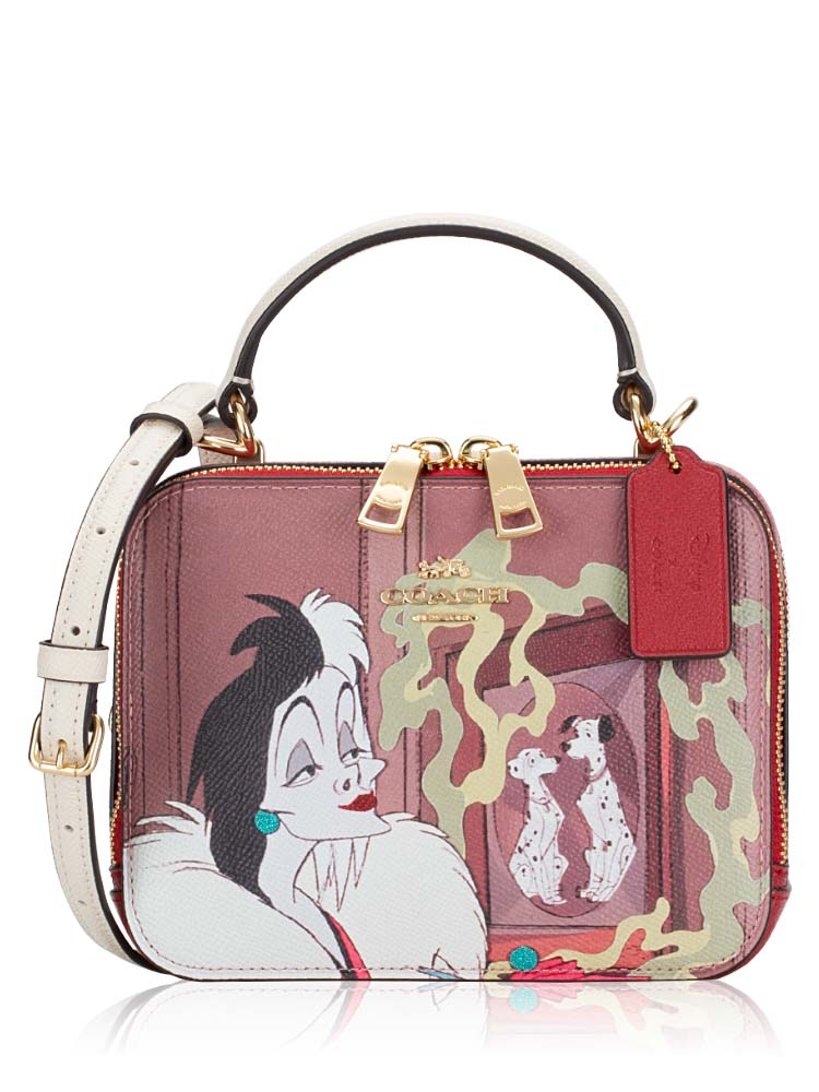 Coach X Disney CC377 Cruella Motif Box Crossbody Red Apple Multi