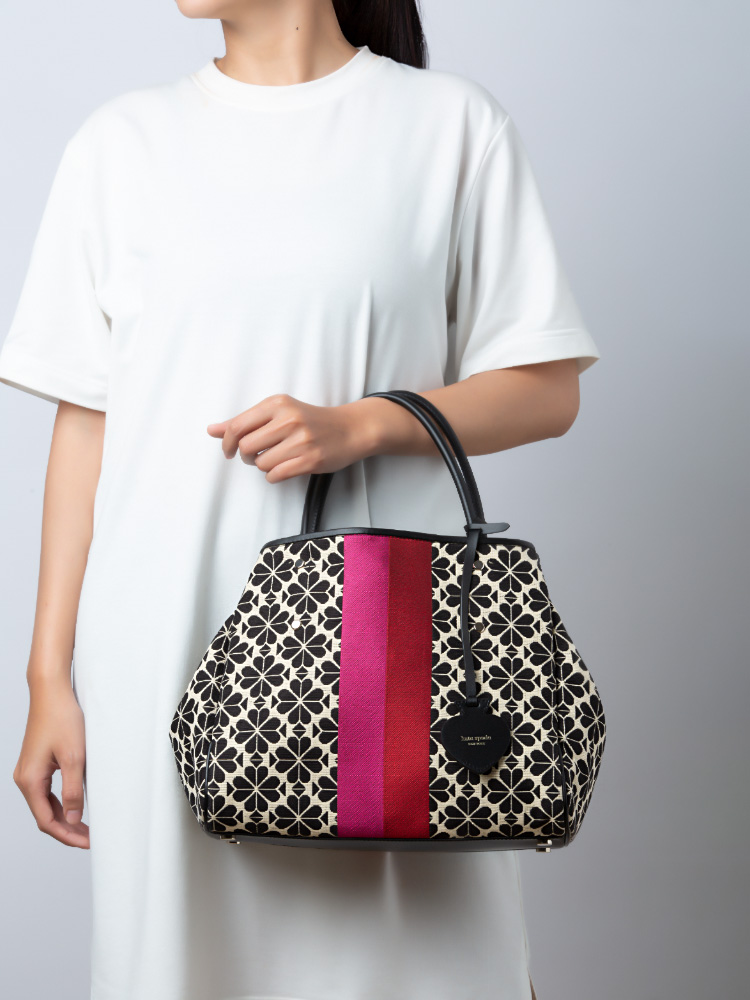 Kate Spade Everything Spade Flower Jacquard Stripe Medium Tote Cream Multi