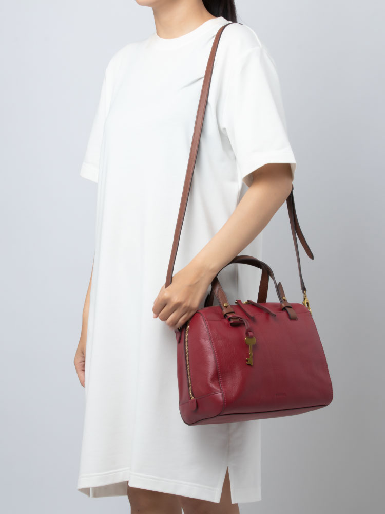 Fossil rachel satchel shop red