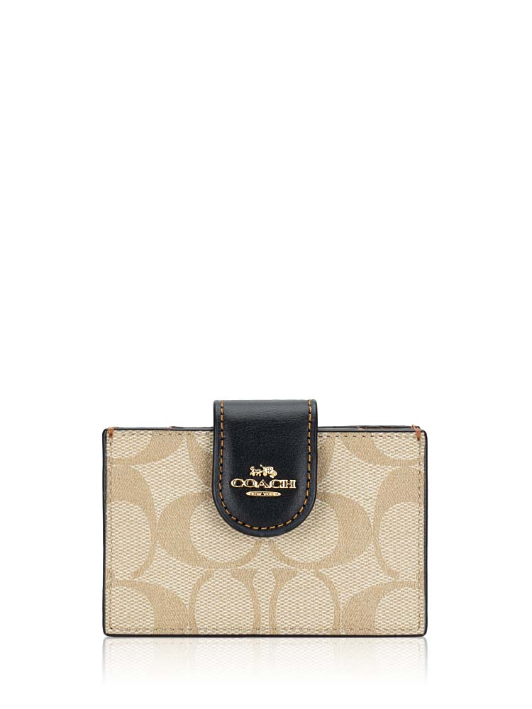 Coach accordion card sales case with chain