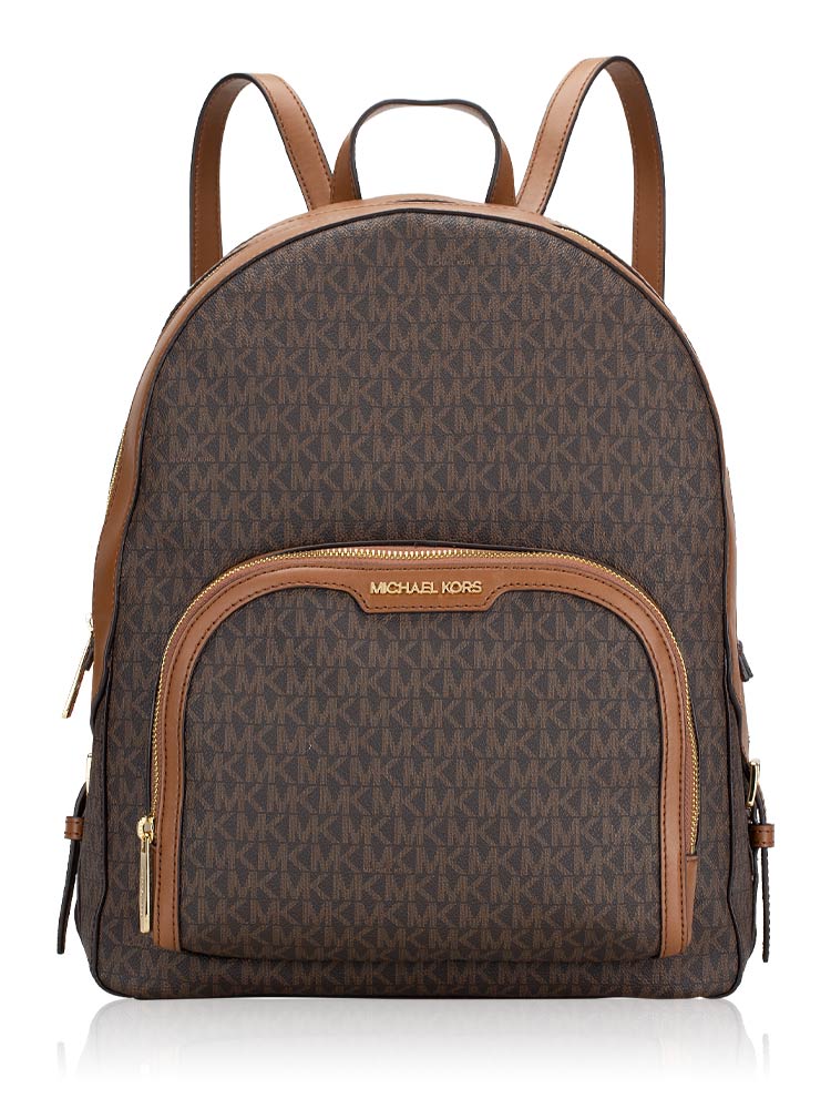 Michael Kors Signature Jaycee Large Zip Pocket Backpack Brown