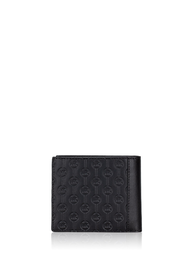 Michael Kors Men Hudson Embossed Leather Logo Billfold Wallet Black