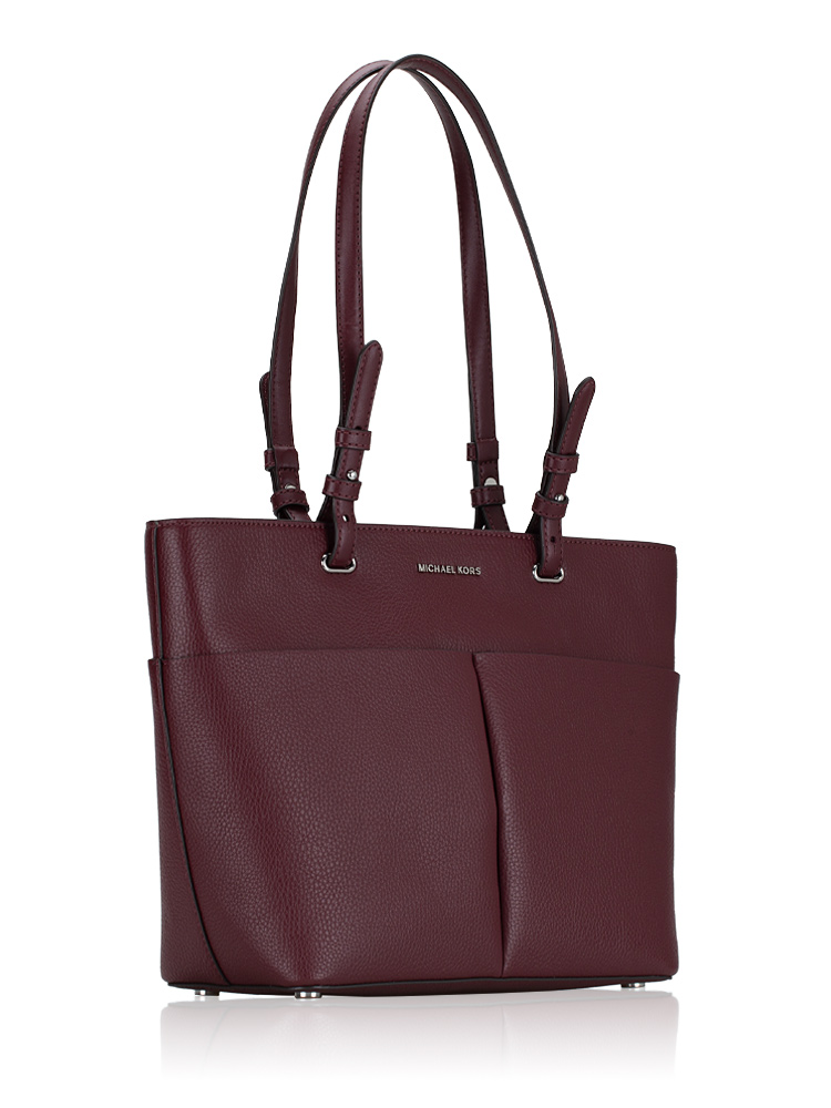 Michael Kors Bedford Leather Medium Top Zip Pocket Tote Merlot