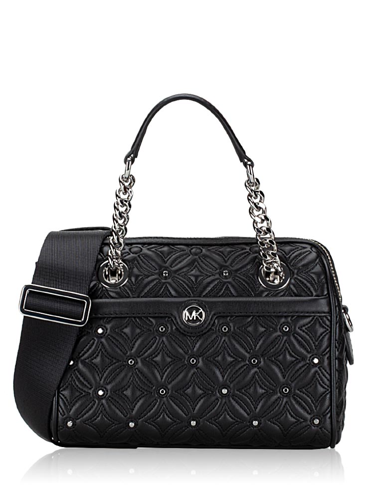 Michael Kors Blaire Stud Quilted Leather Xs Duffle Crossbody Black