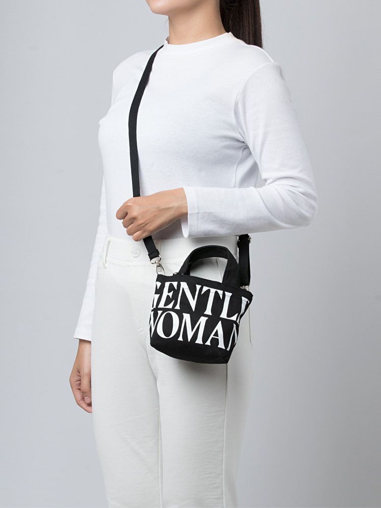 Gentle Woman Canvas Micro Tote with Strap Black