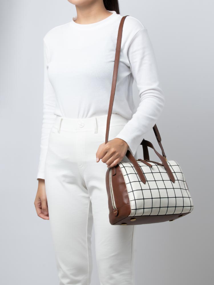 Tory Burch - T Monogram Jacquard Barrel Bag - Hazelnut – Zebit Preview