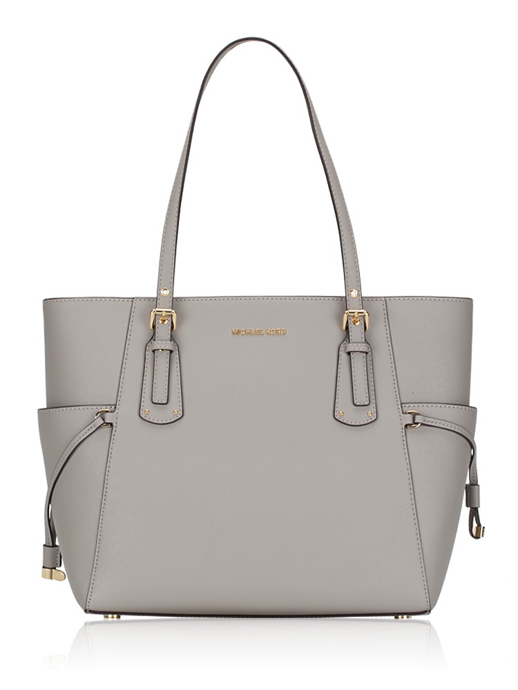 Zip Tote Shoulder Bag Grey And White Mk Purse Michael Kors Voyager