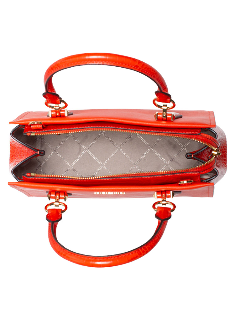 Michael Kors Marilyn Medium Saffiano Satchel Bag Optic Orange