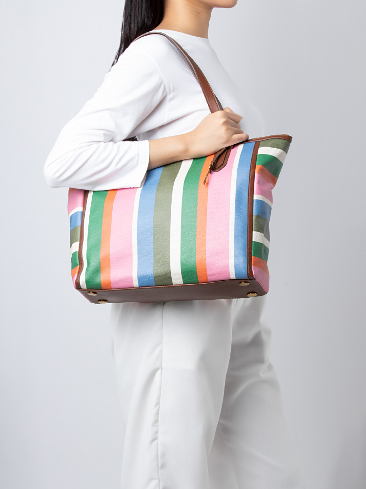 Fossil striped tote best sale