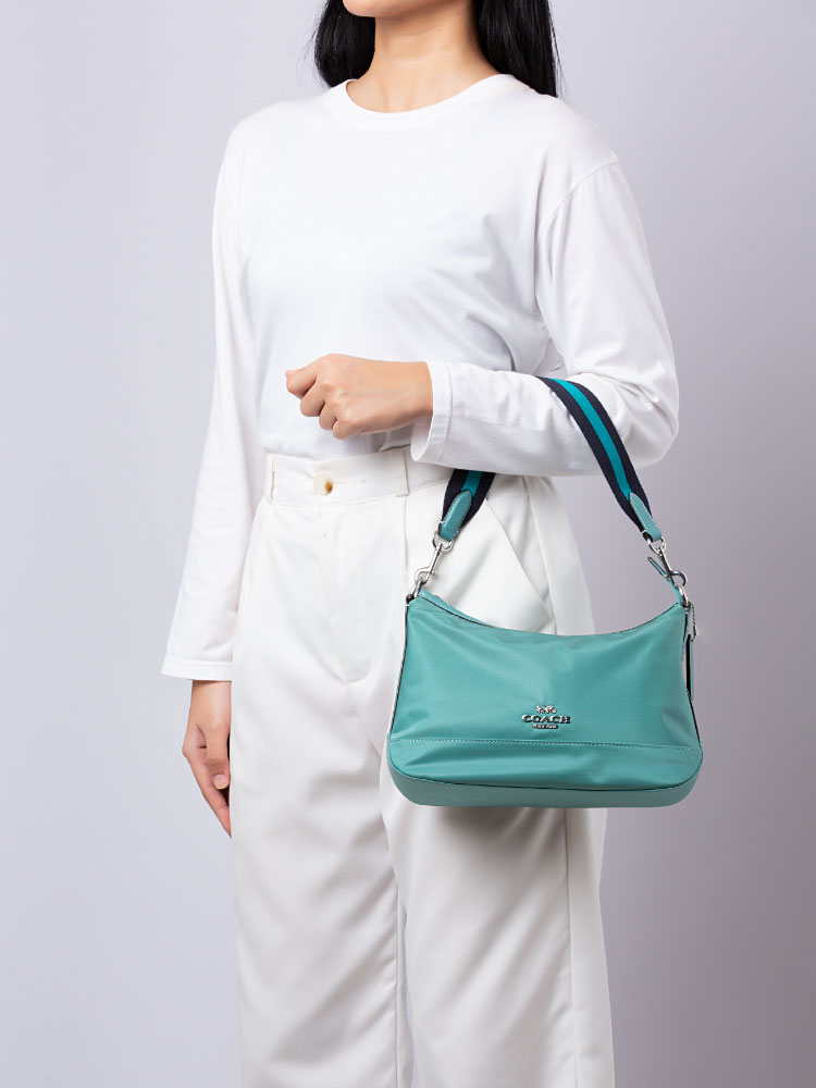 Coach CA205 Ellis Nylon Shoulder Bag Blue Green Multi
