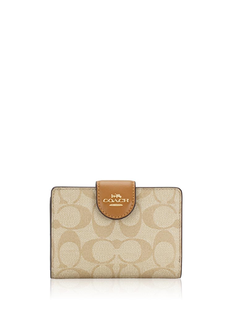 Coach C0082 Signature Medium Corner Zip Wallet Light Khaki Light