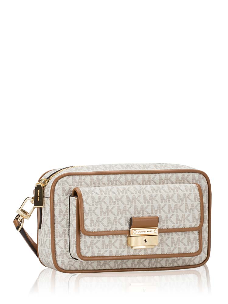 Michael Kors Bradshaw Signature Medium Camera Bag Vanilla Acorn