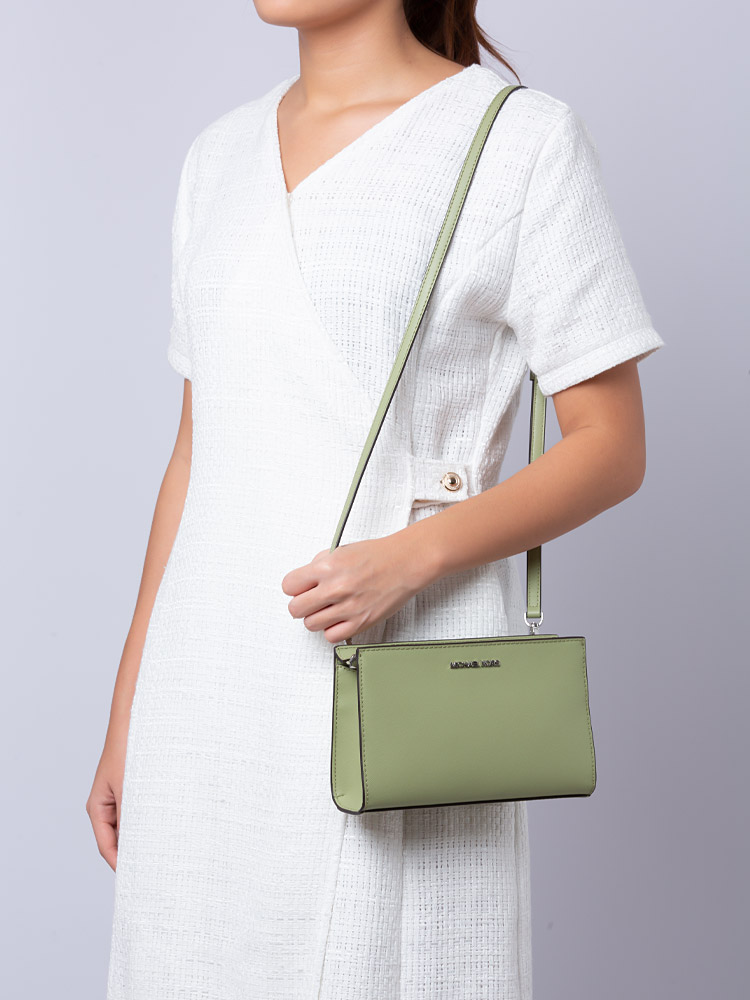 Michael Kors Sheila Saffiano Small Top Zip Crossbody Bag Light Sage