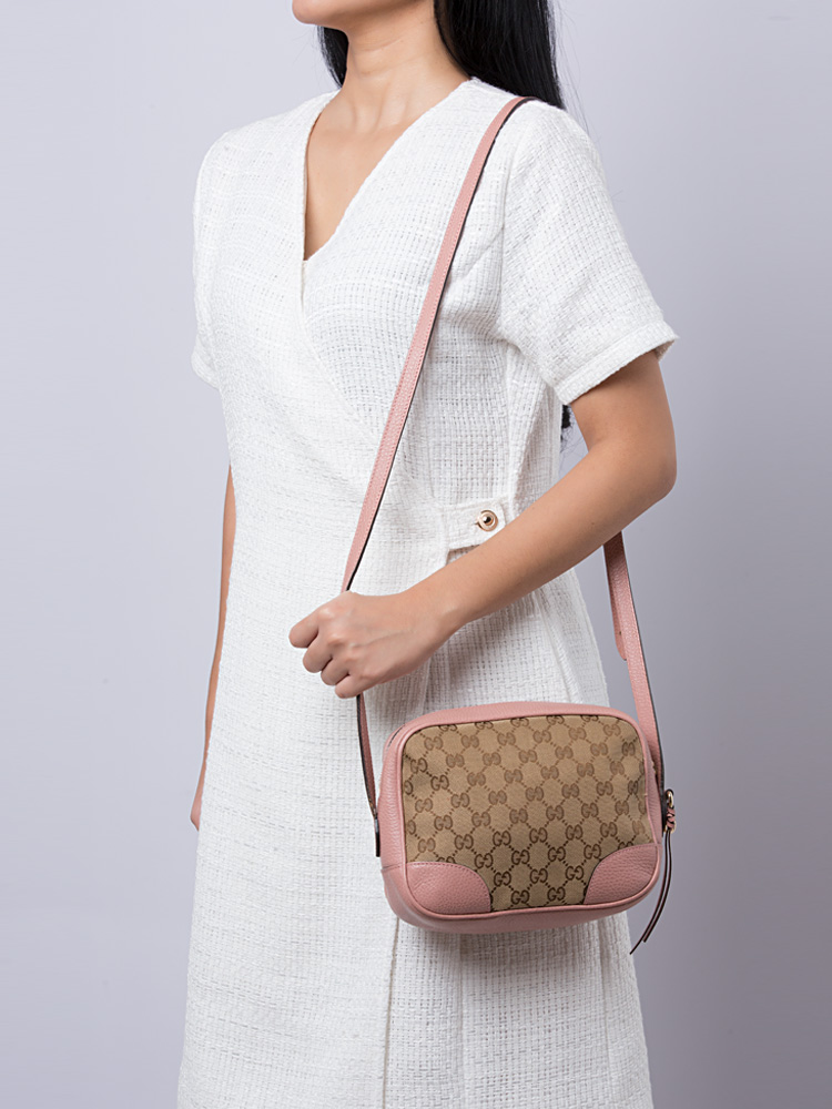 Gucci GG Canvas Bree Disco Mini Crossbody Beige Soft Pink