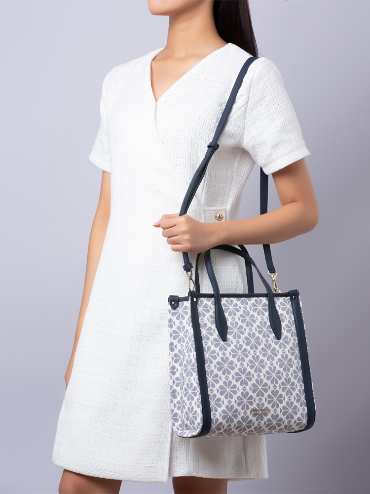 Kate Spade Rowan Spade Flower Medium Tote Slate Blue