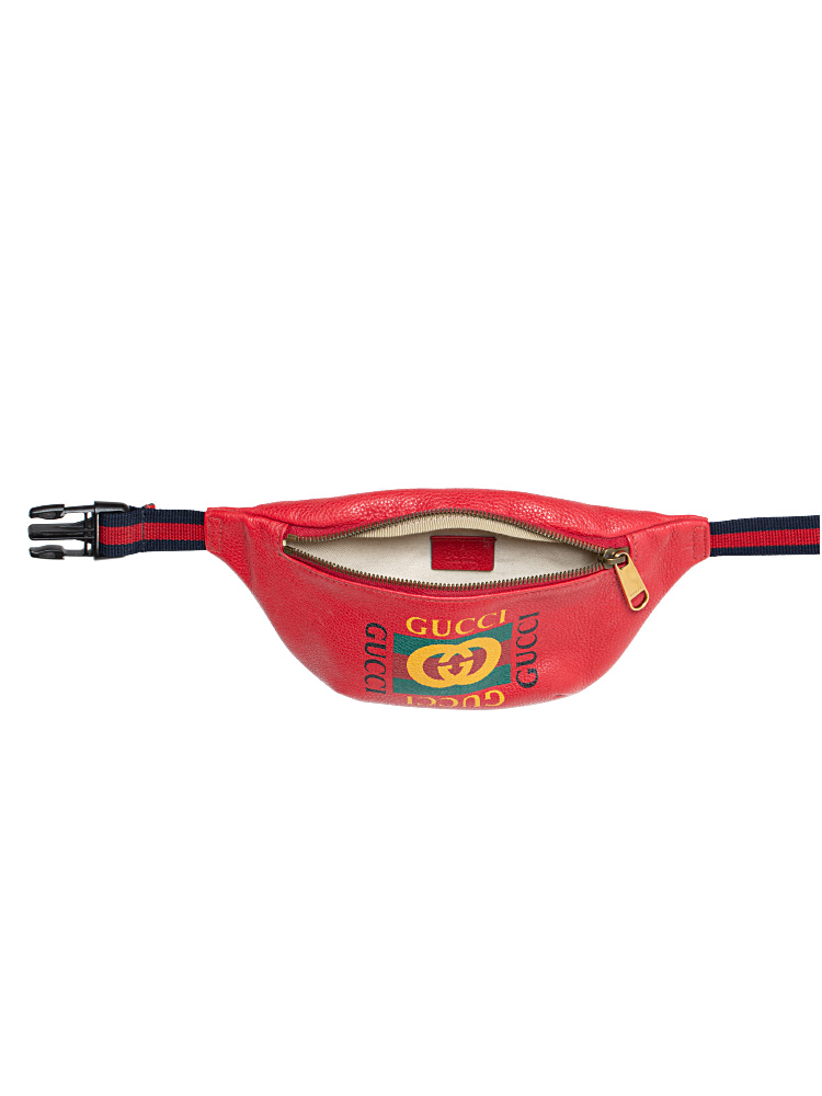 Gucci Grained Calfskin Logo Small Belt Bag Hibiscus Red